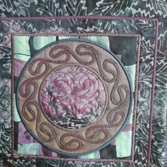 HANDMADE Boho Open Front Embroidered Vest Abstract Floral Purple Sz L - Picture 6 of 15